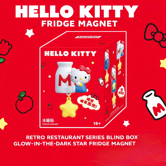 [Pre-Order]MINISO Hello Kitty Retro Restaurant Series Blind Box Glow-in-the-Dark Star Fridge Magnet