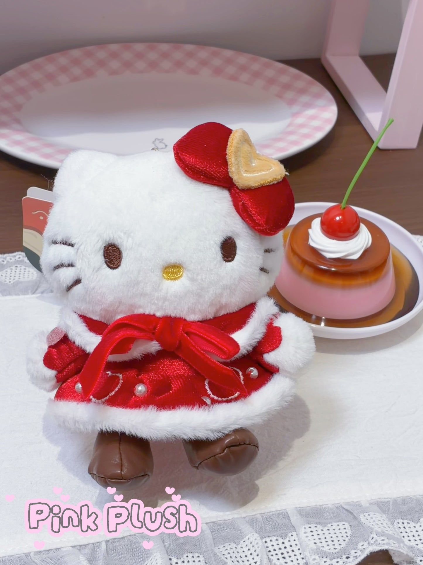 SANRIO Hello Kitty Korea Exclusive Red Dress Plush Keychain – Regional Edition