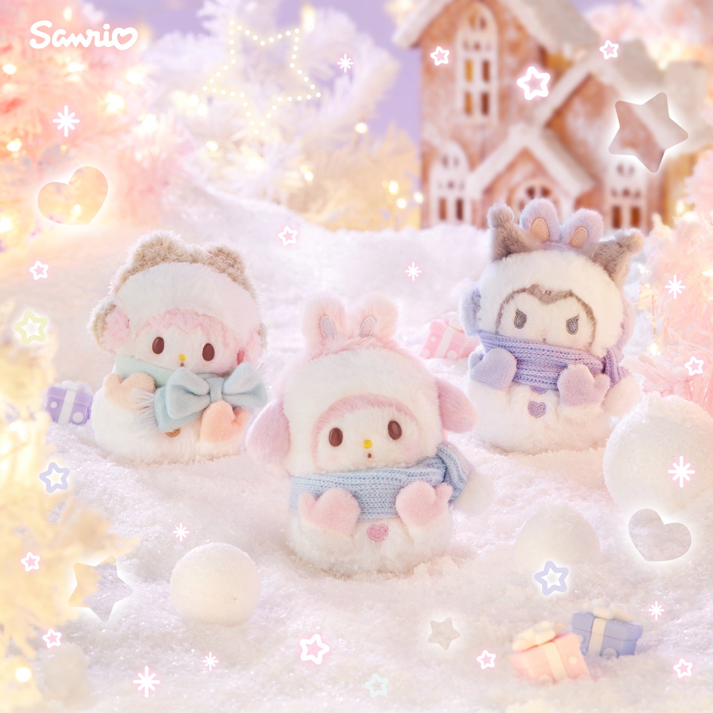 Sanrio Build a Snowman Series Plush Keychain