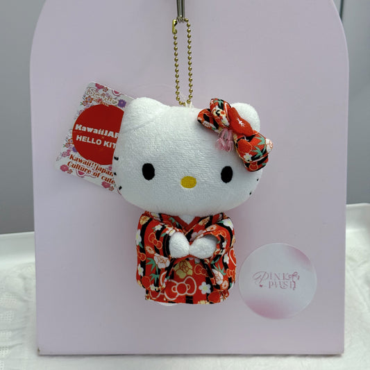 SANRIO Hello Kitty Red Bow Kimono Plush Keychain (2014 Release) – Vintage Edition